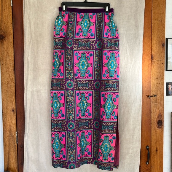 Alex Colman California Dresses & Skirts - Vintage Alex Colman California 60s Psychedelic Maxi Skirt Pink Teal Purple
